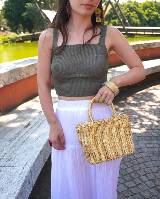 Borsa in cellulosa con filo dorato